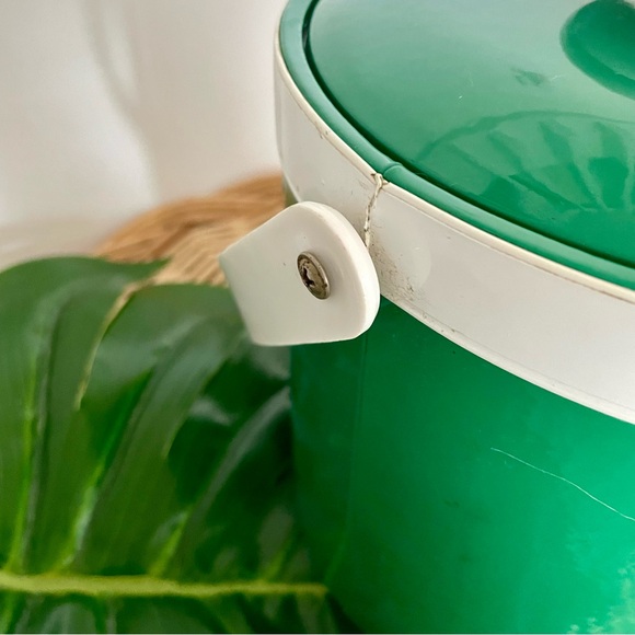 Georges Briard Vintage Green and White Mod Mid Century Modern Ice Bucket w/ lid - Picture 9 of 16